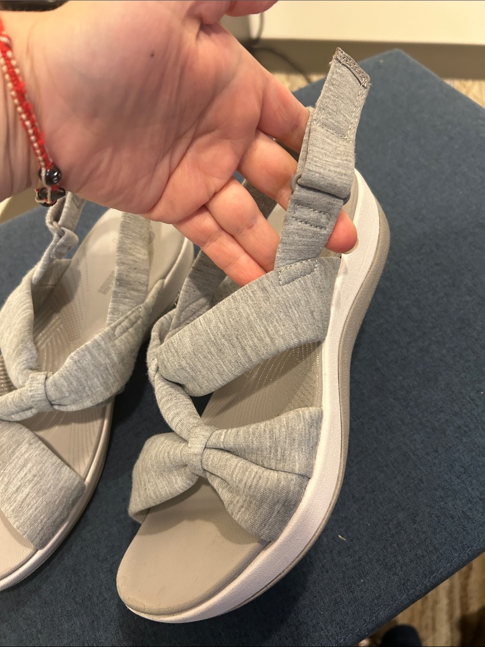 Cloudsteppers by Clarks Light Gray Knotted Slingback Sandals